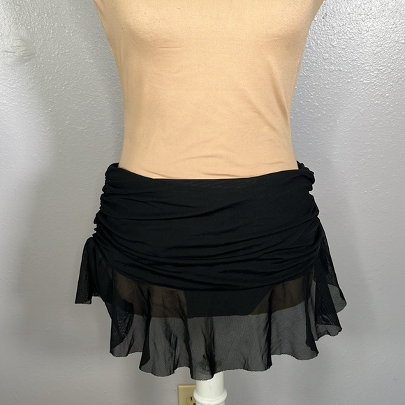 Black Ruffle Mesh Swim Skirt Cover Up 8 | resort beach club cruise feminine - Picture 1 of 10
